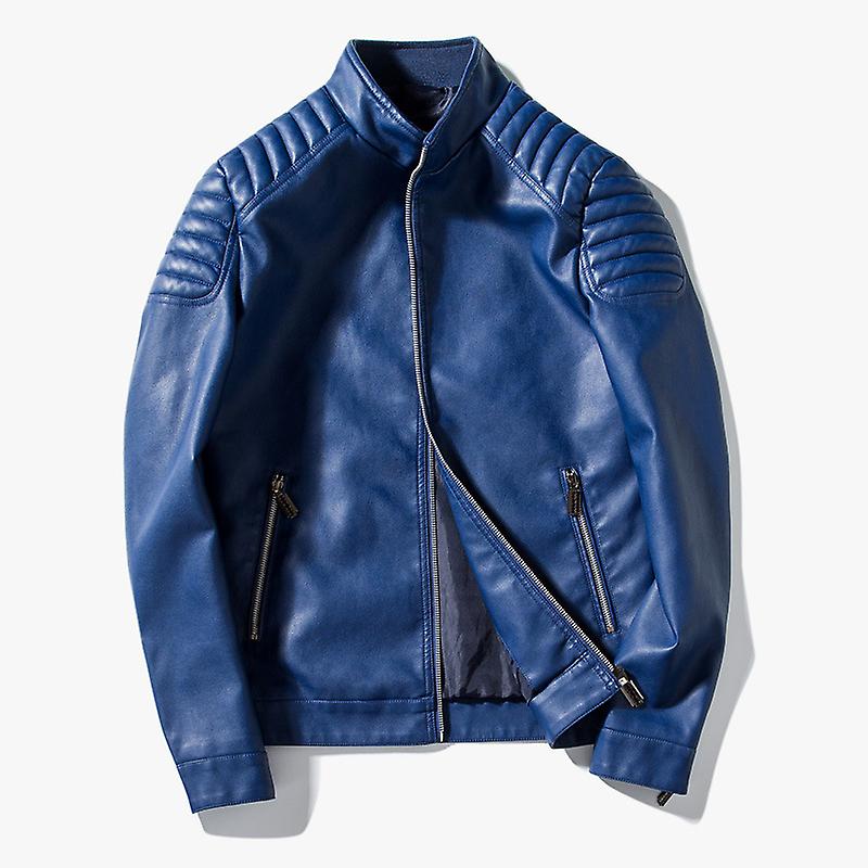 Men's Leather Jacket Stand Collar Motorcycle Jacket