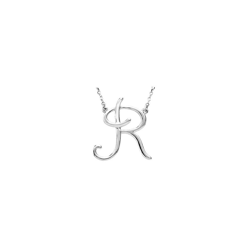 Argent sterling 925 R 16 pouces poli script lettre nom personnalisé monogramme initiale collier pendentif-collier pour Wo