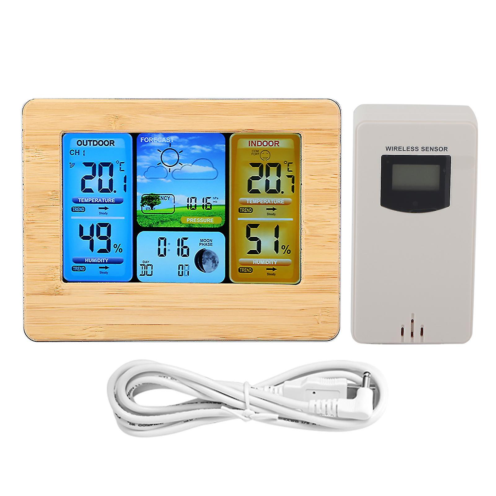 LCD Digital Wireless Weather Station Clock Thermometer Indoor&Outdoor Humidity
