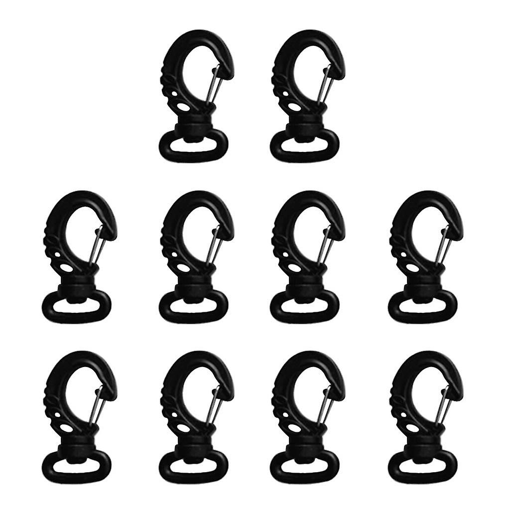 10 Pieces Black Plastic Swivel Spring Snap Hook Clip Fits 20mm Webbing Strap