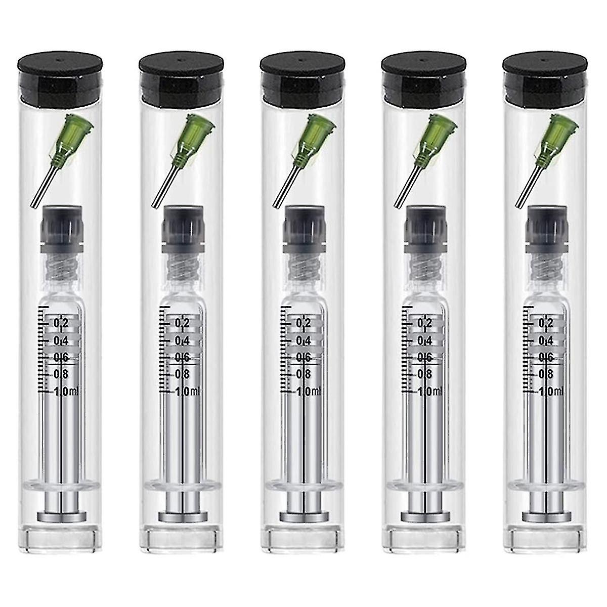 1ml Seringue en verre réutilisable-luer Lock Piston en métal et 14 Gaumètre-1/2 pouce Blunt Tips Aiguilles Metal Liqui