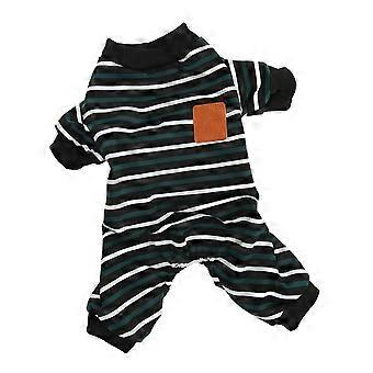 Gestreifter Hundepyjama modischer niedlicher warmer bequemer dehnbarer Hunde-Jumpsuit für Hunde Welpen Katzen Haustiere M