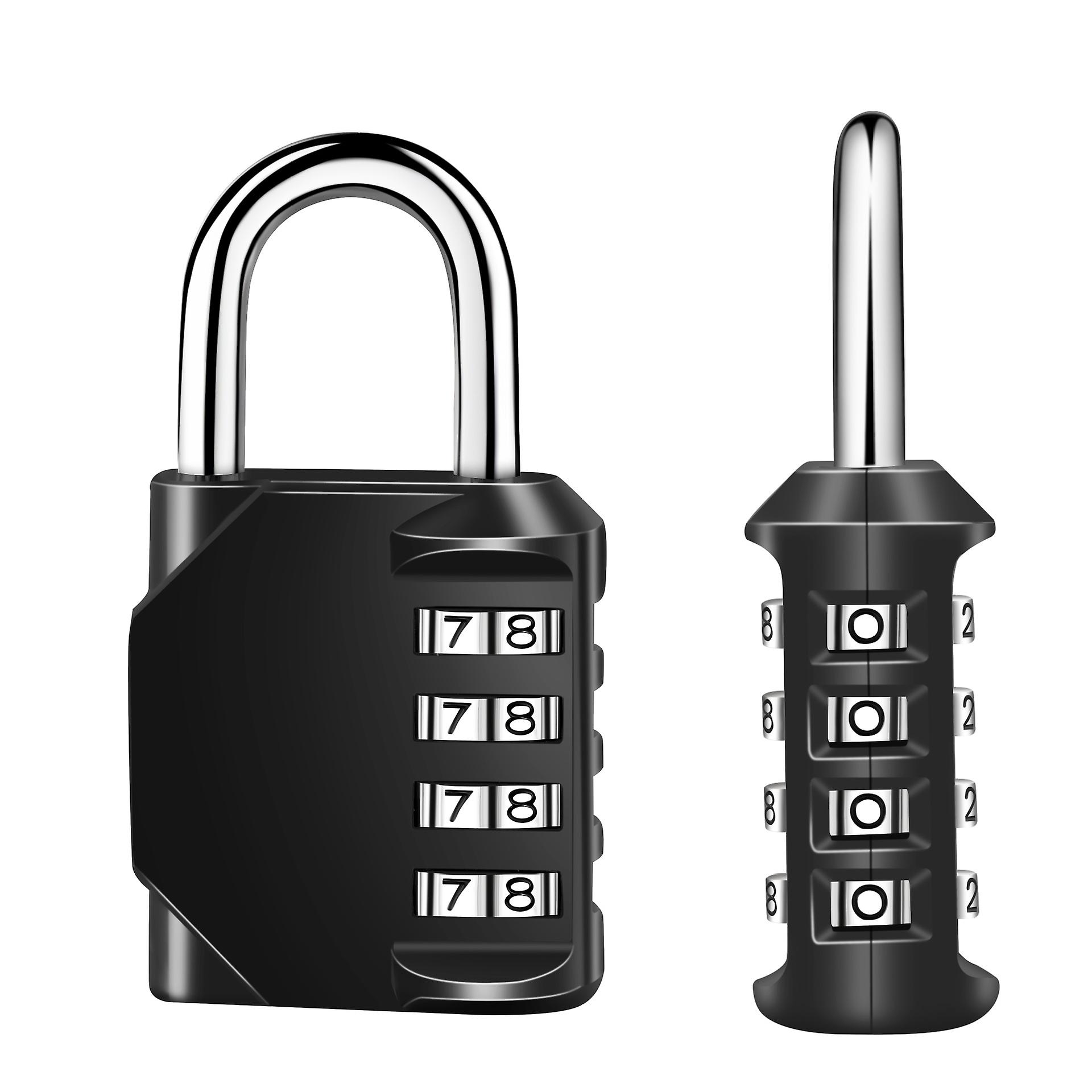 4 Digit Combination Padlock,2 Pack Code Padlock 4 Digit Waterproof and Rustproof Combination Padlock Lock for Families, Schools, 80*43mm,Black
