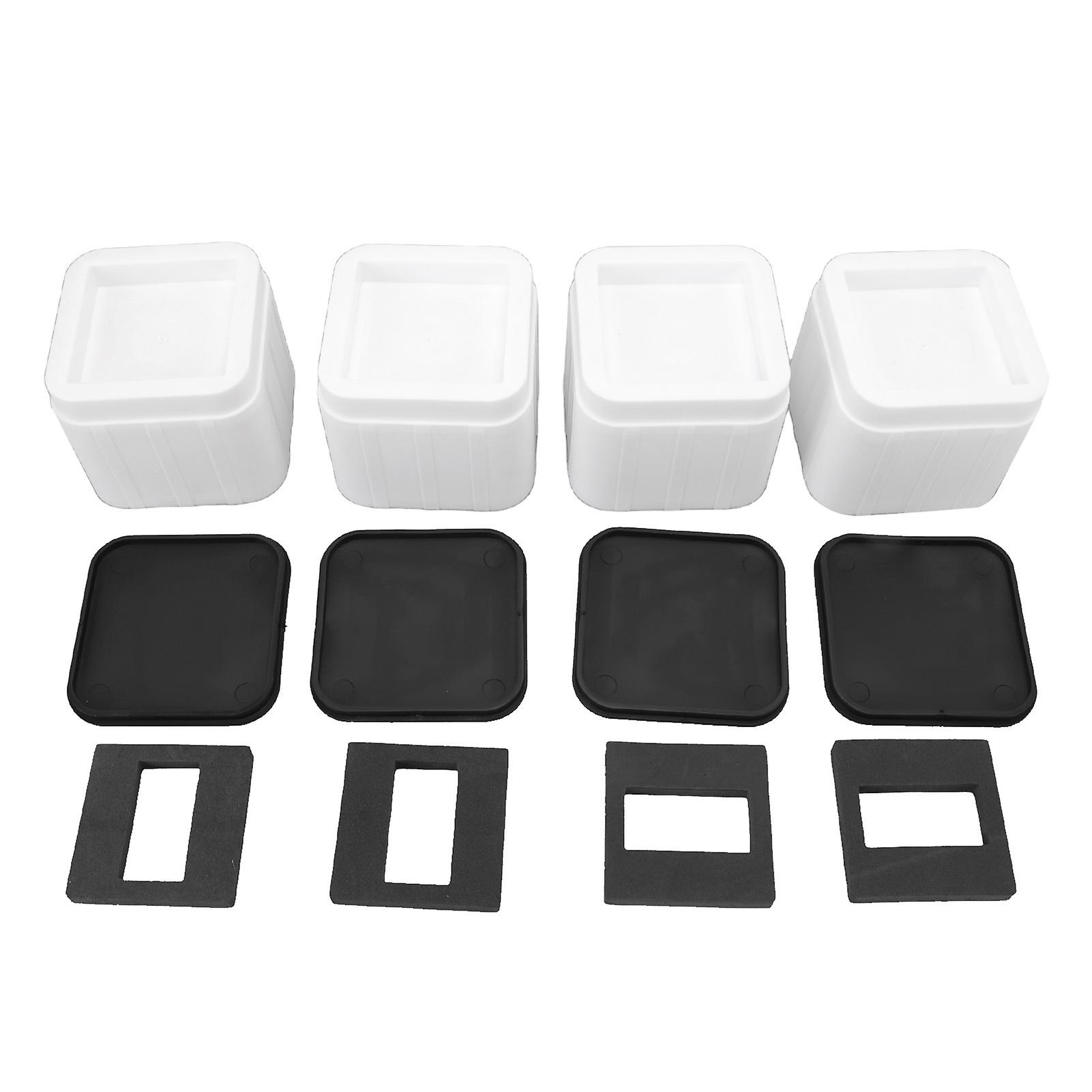 4 Set Stackable Square Risers Furniture Bed Table Chair Lifts Smooth Edges Non Slip Rubber
