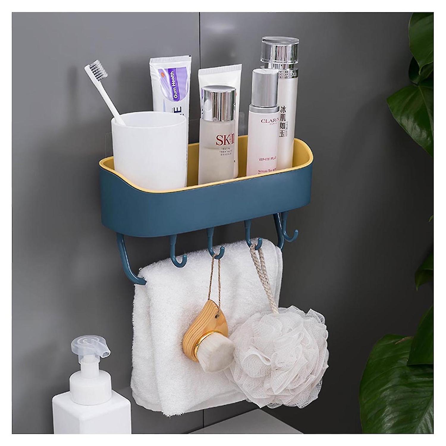 Wall Mounted Floating Shelf With Hangers & Towel Bar Punch-free