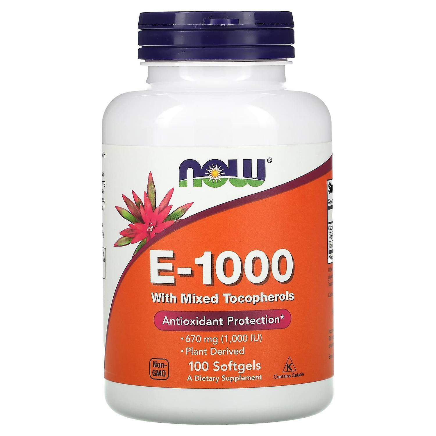 NOW Foods, E-1000 with Mixed Tocopherols, 670 mg (1,000 IU), 100 Softgels