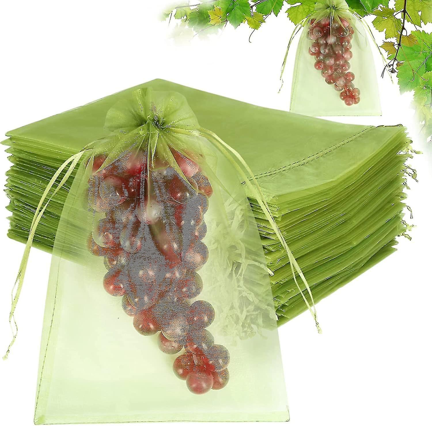 100 stk fruktbeskyttelsesposer, frukttrefruktnettposer, fruktdekselposer med snøring