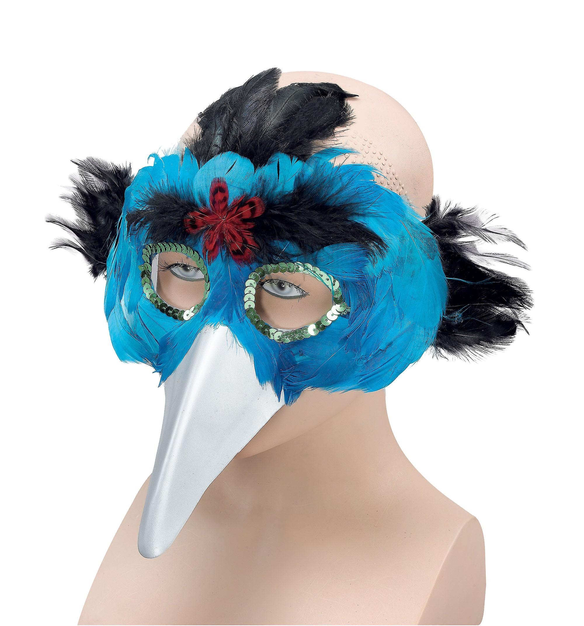 Bird Feather Mask & Beak Turquoise Eye Masks Unisex Em078