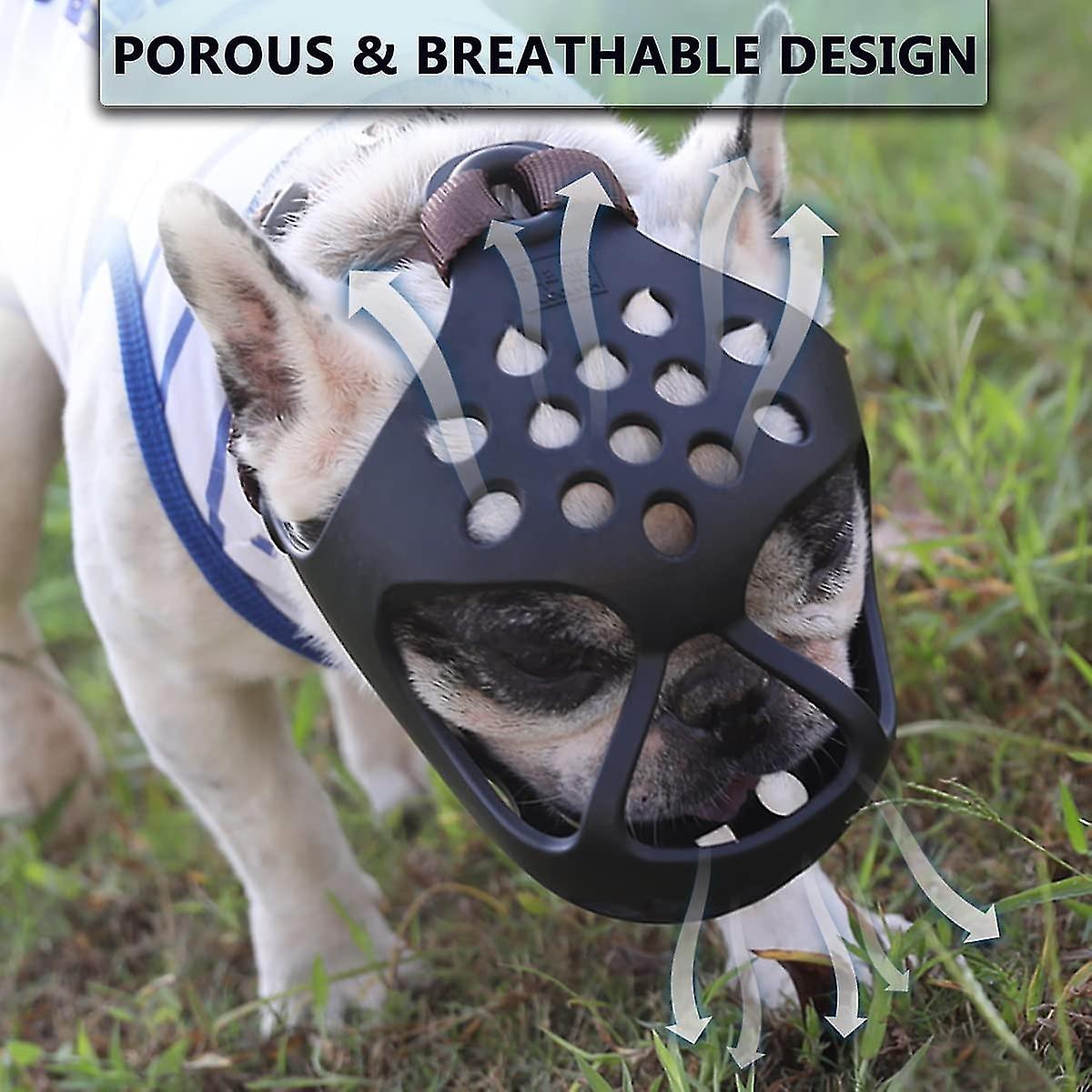 Dog Muzzle For Short Snout Dogs, Soft Silicone Muzzle For Biting Chewing, Ideal For Flat-faced Aggre