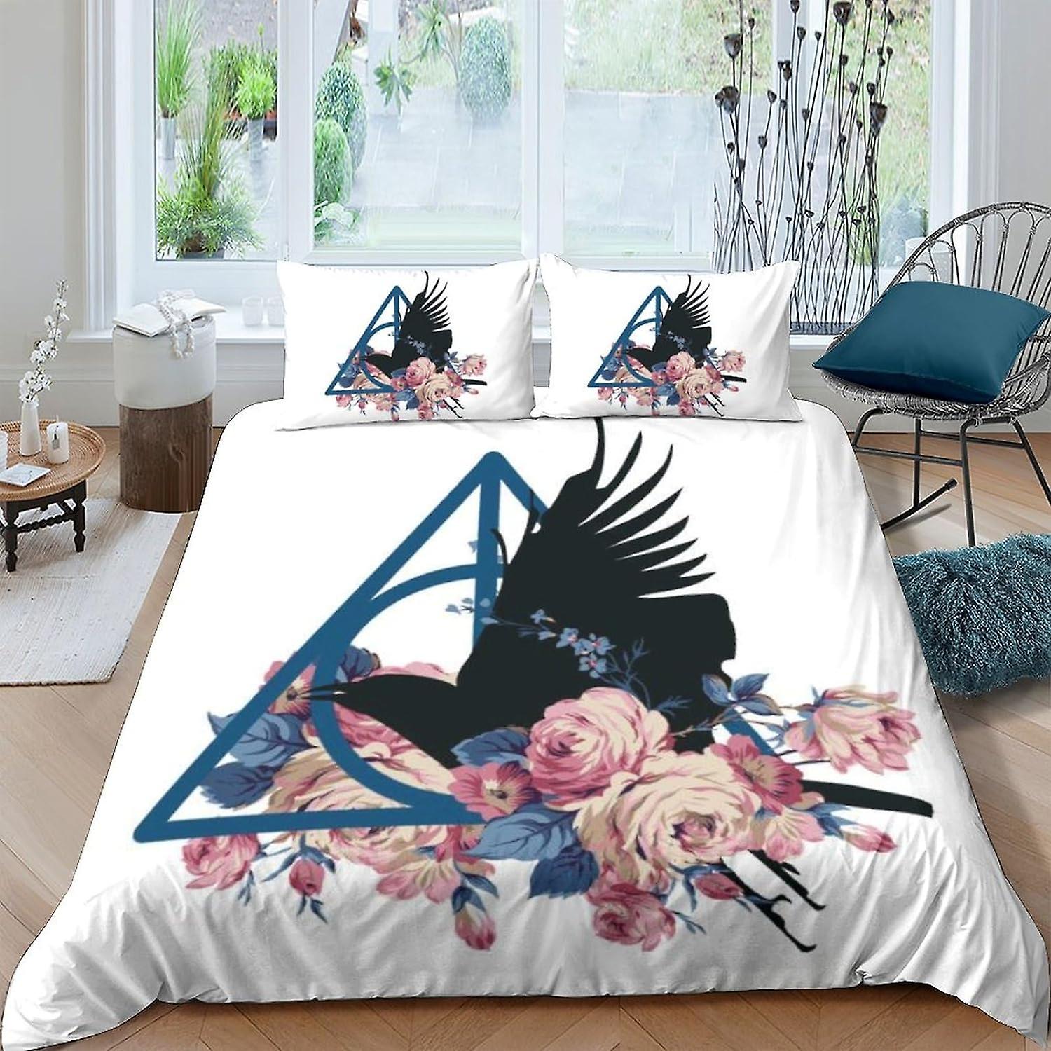 ARIJORJA crow Style 3D Digital Print badge Bedding Sets badge Print Duvet Cover Sets Soft Microfiber 3Pcs Quilt Cover with Zipper Closure