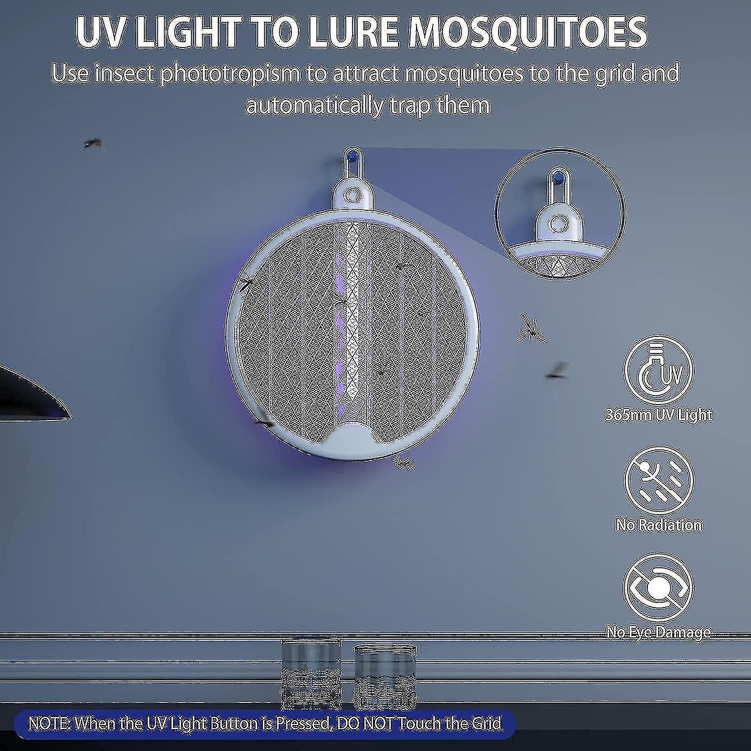 Bug Zapper Racket, Electric Fly Swatter With Hook And Led Light