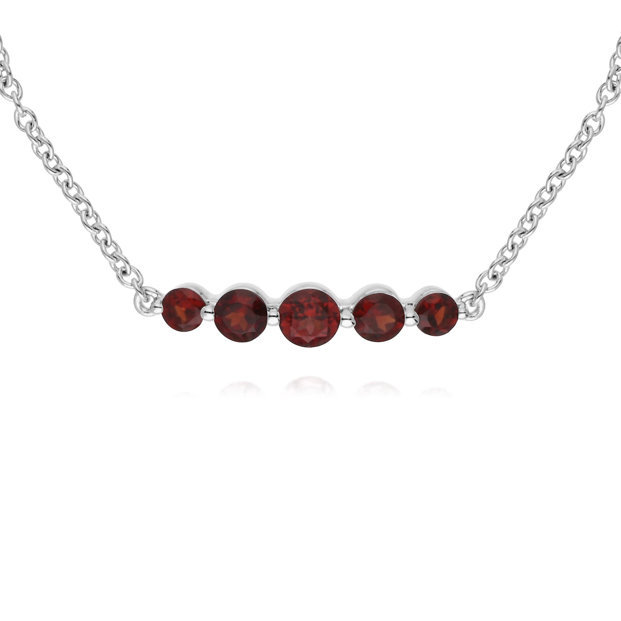 Classic Round Garnet 5 Stone Gradient Bracelet in 925 Sterling Silver 270L011002925