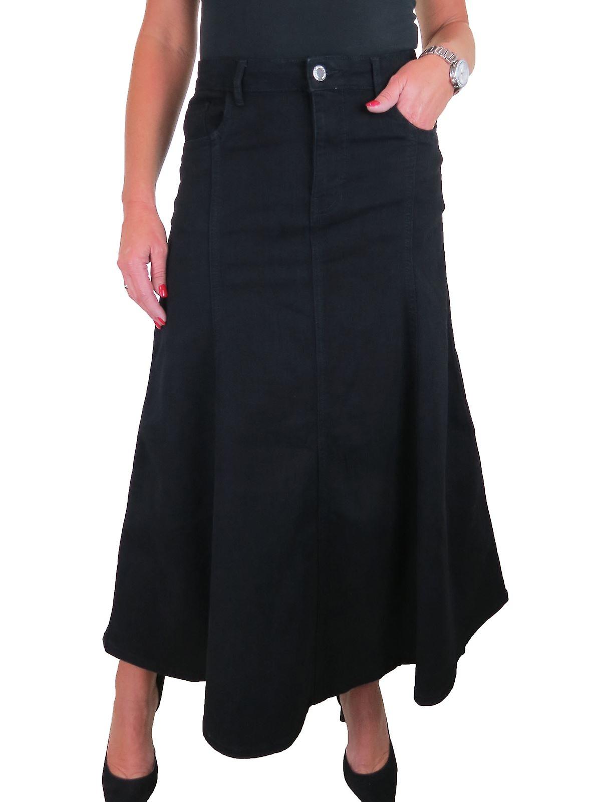 Paulo Due Womens Flared Maxi Denim Jeans Skirt