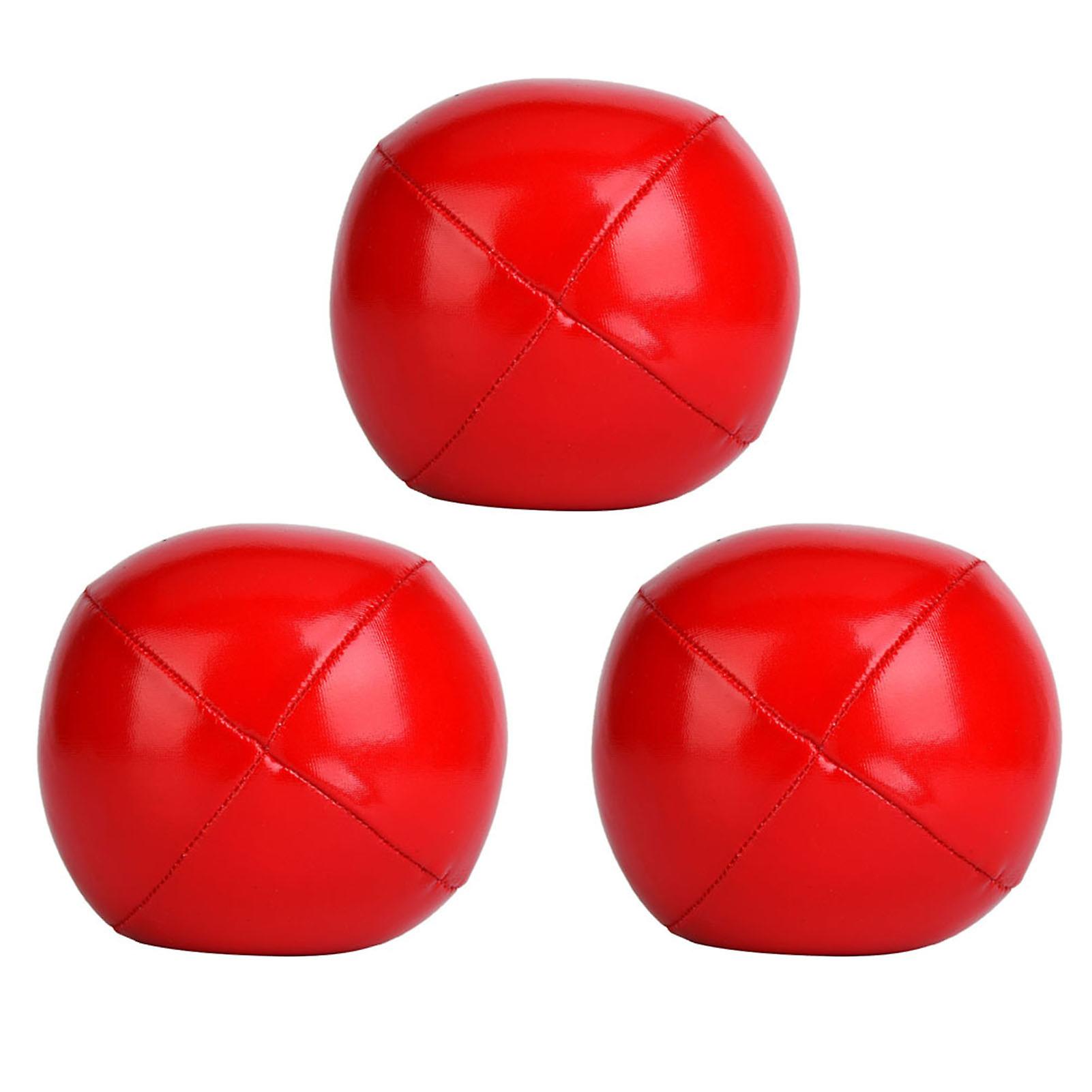 3 pcs PU Juggling Ball Sets Clown Juggle Ball Set for Beginner&Professionals(red)