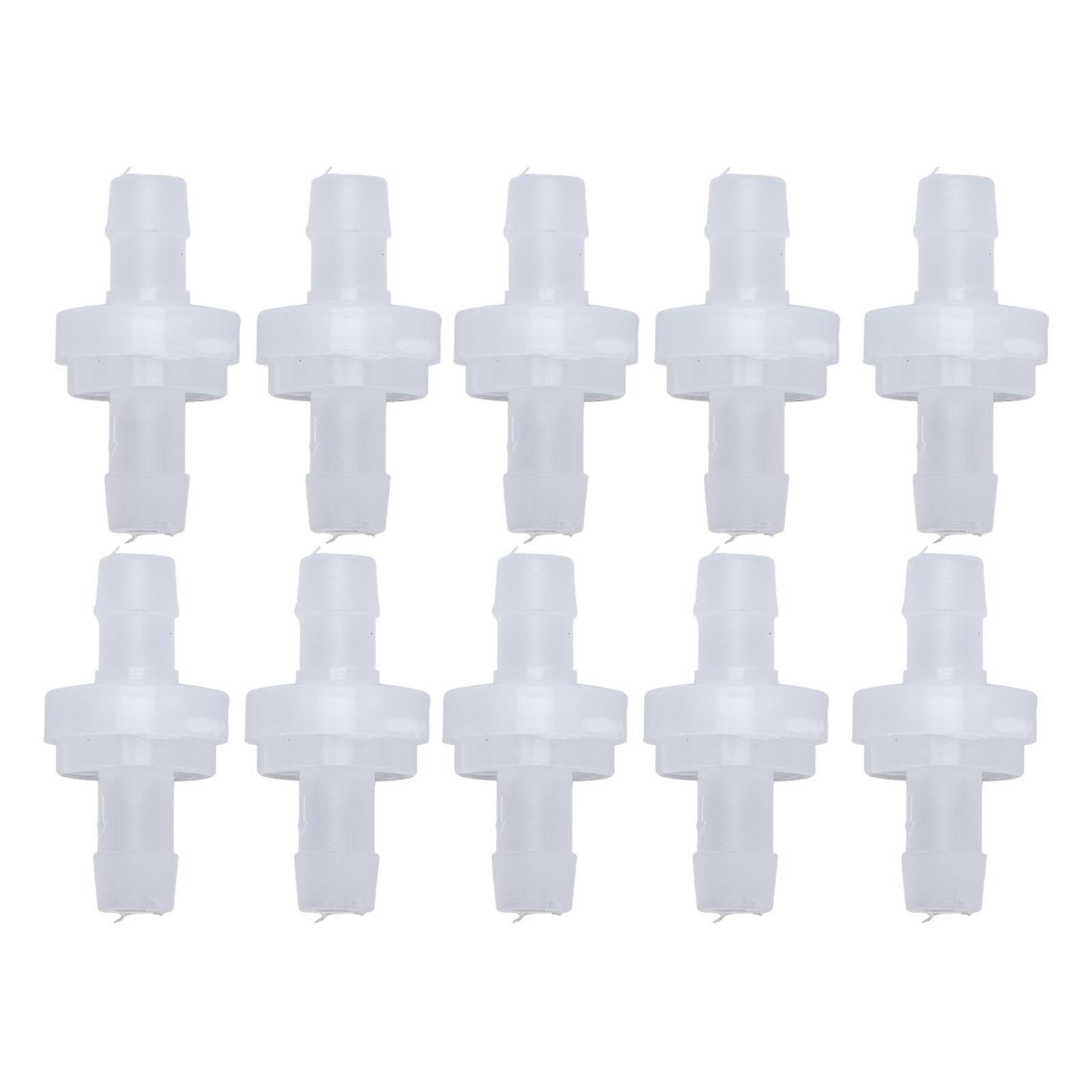 10PCS Barb Check Valve PP Plastic Ozone Resistant Diaphragm Single Way Water Stop Valve 7.9mm Translucent 