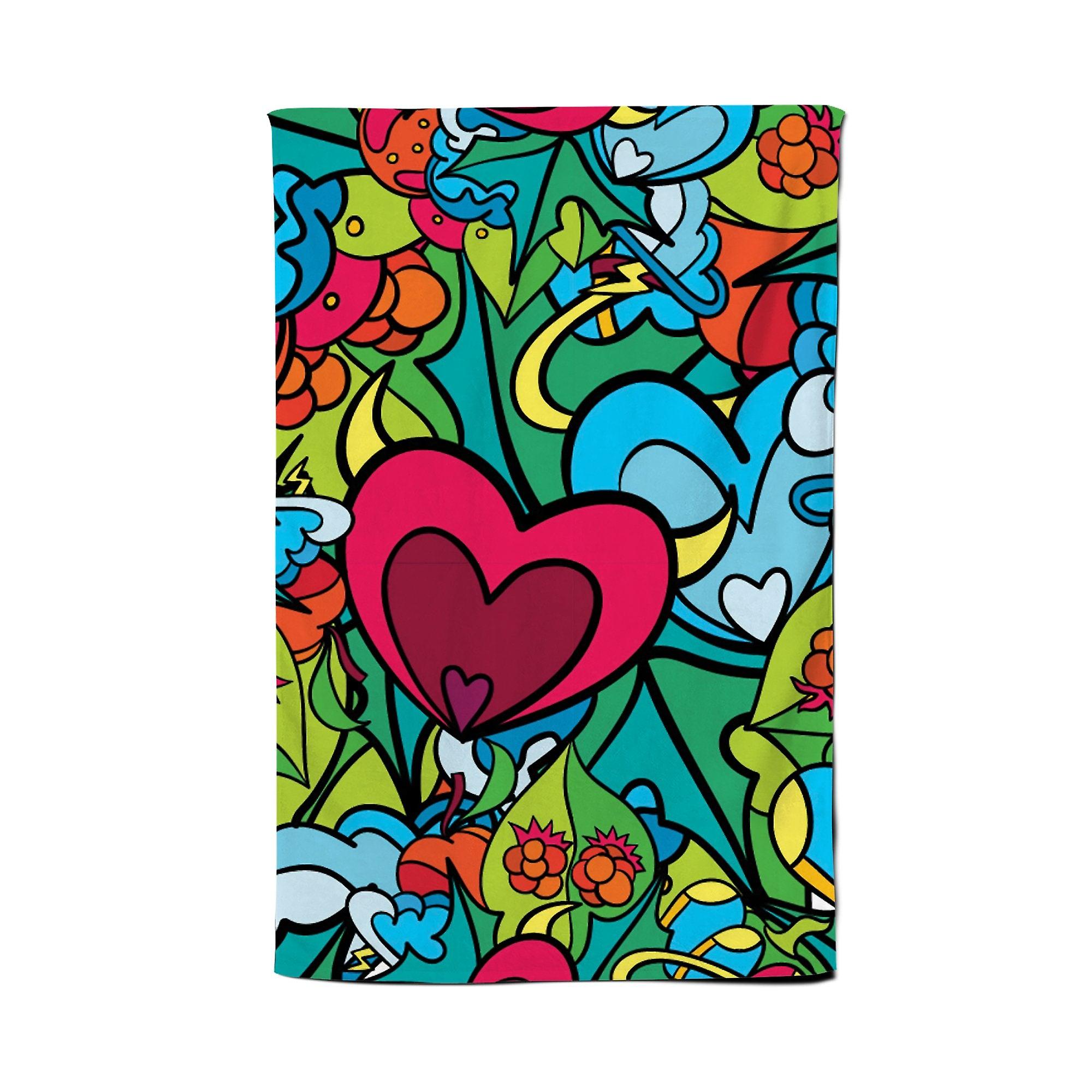 Hippie Psychedelic Pattern Tea Towel