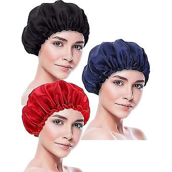 3 Pieces Sleeping Cap Satin Hood Night Headgear Sleeping Soft Hair Turbans
