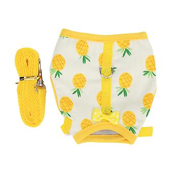 Odzież dla małych zwierząt Mini Pets Kamizelka Uprząż i Smycz Zestaw - Regulowany dla Świnki Morskiej - S Żółty Ananas