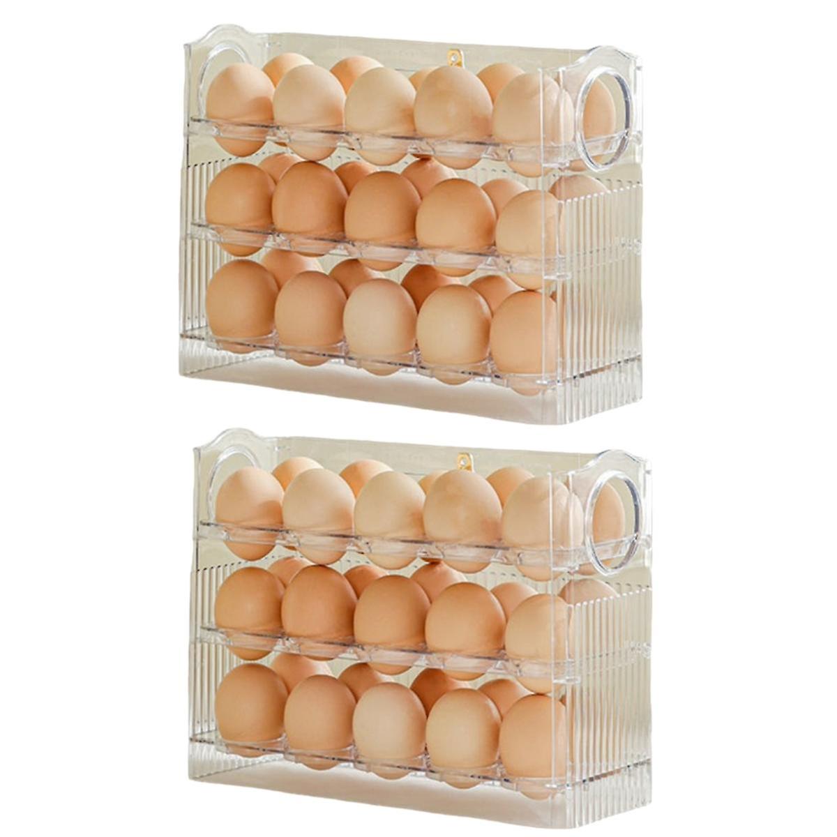 Refrigerator Egg Rack Flip Fridge Door Egg Storage Rack Tray Container Space Saving Egg Storage Box Rack White