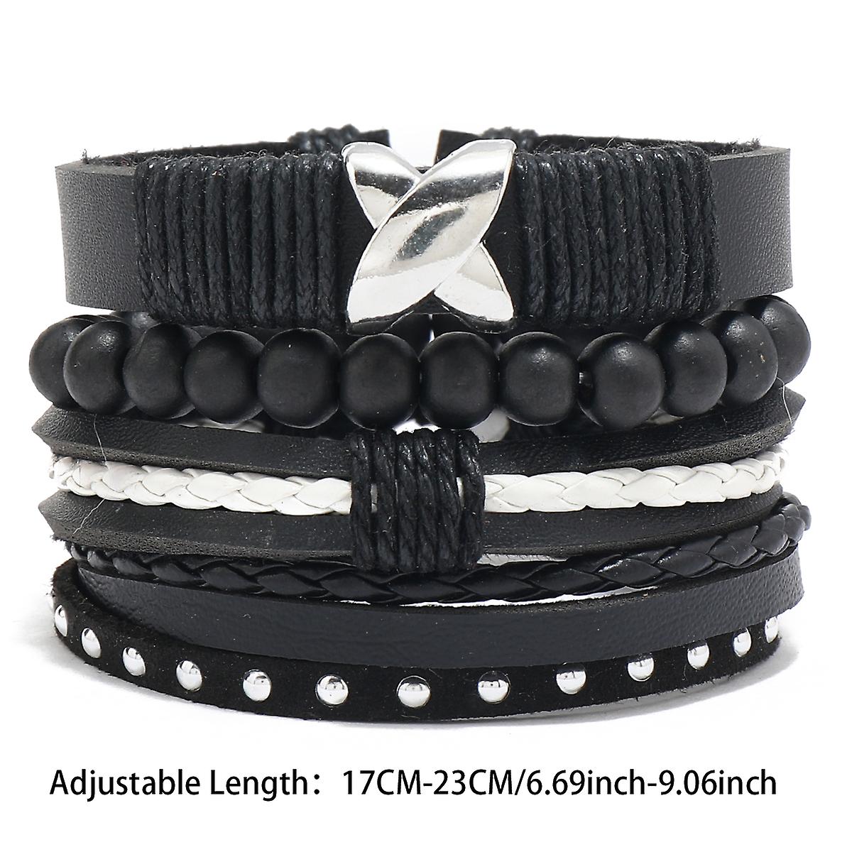 خمر سوار جلدي الرجال جديد مجموعة الجلود سوار بو الجلود المنتج الخشب الكرة سحب حبل سوار سحر مجوهرات الرجال