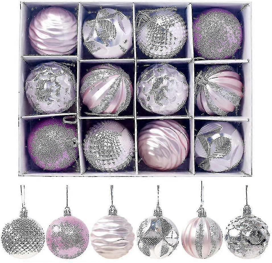 12 stk glitter juletre baller pack