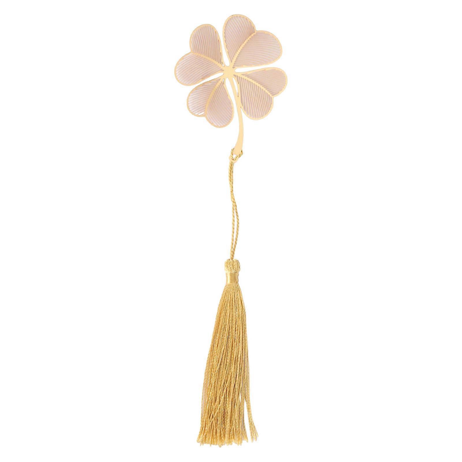 チェーン付き中空金属ブックマーク手作り絶妙な彫刻植物形状静脈ブックマーク作家のための本愛好家クローバー