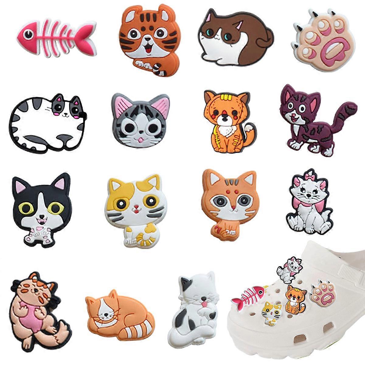15pcs cartoon cat hole shoe buckles