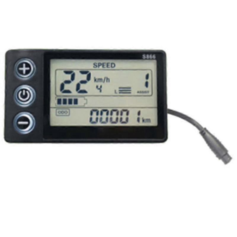 24V 36V 48V 60V Waterproof LCD Display - S866 Controller Panel Dashboard Electric Bike Display for Electric Scooter (6Pin)