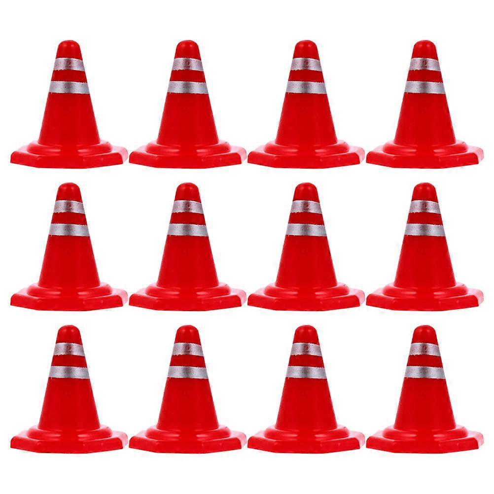 12pcs Traffic Roadblocks Simulation Sand Table Props DIY Road Cone Signs