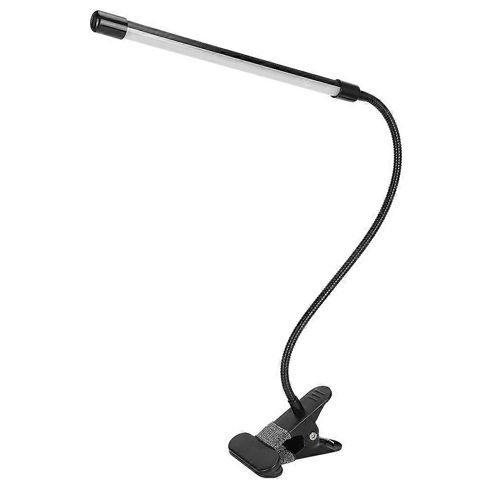 LED Adjustable Clip Reading Light Cold Warm Brightness Light Black Single Tube USB Powered