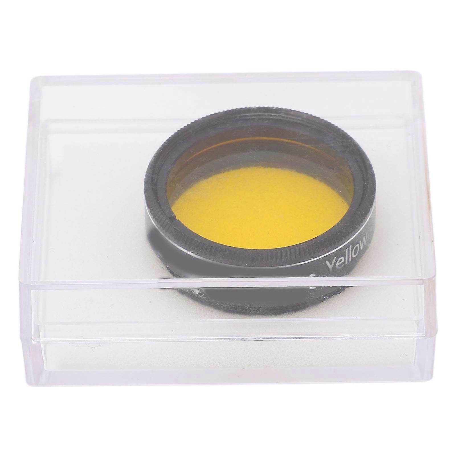 Télescopes de 1,25 pouce filtre en verre optique jaune clair Accessoires de télescope pour oculaire de télescope de 1,25 pouce avec boîte de rangement