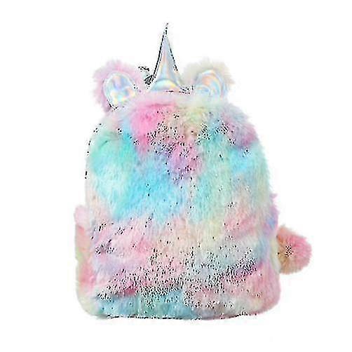Plush Unicorn Backpack Cute Soft Rainbow Bag