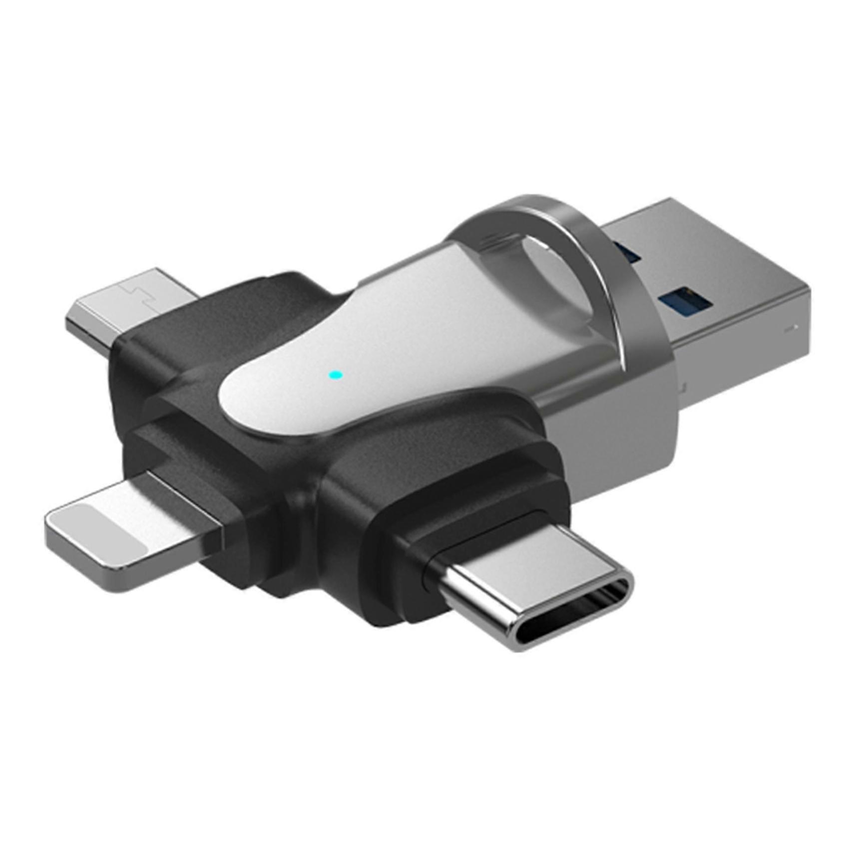 4 In 1 Multi-function Usb Flash Drive 64gb Memory Stick Mobile Phone Computer Usb Flash Drive Car Music U Disk Silver