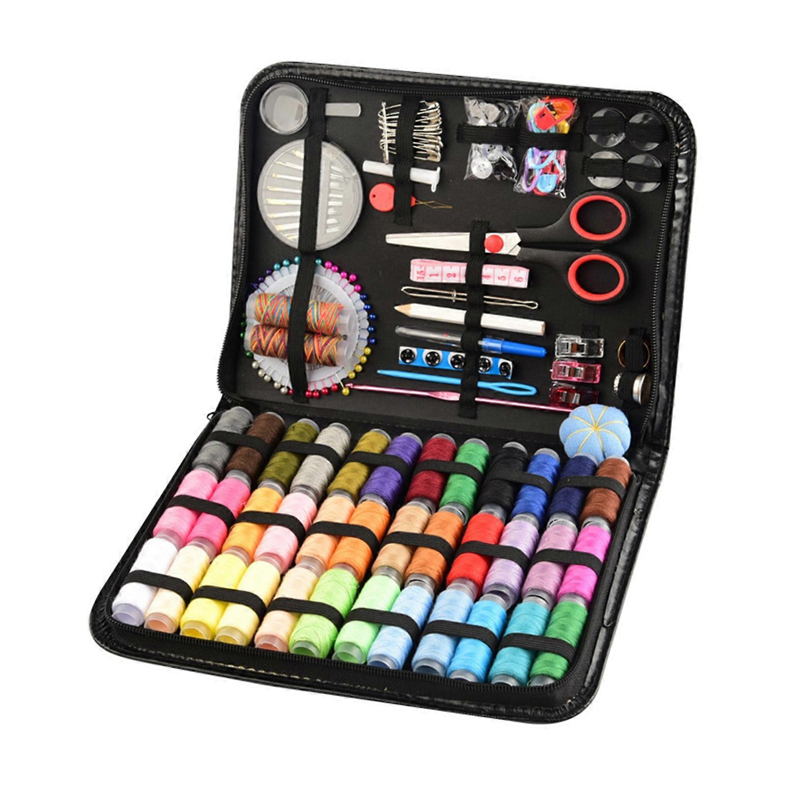 Large Sewing Kit 183 Piece DIY Lether Carrying Case 10.2 x 7.5 x 1.2 inch for Mother Grandmother