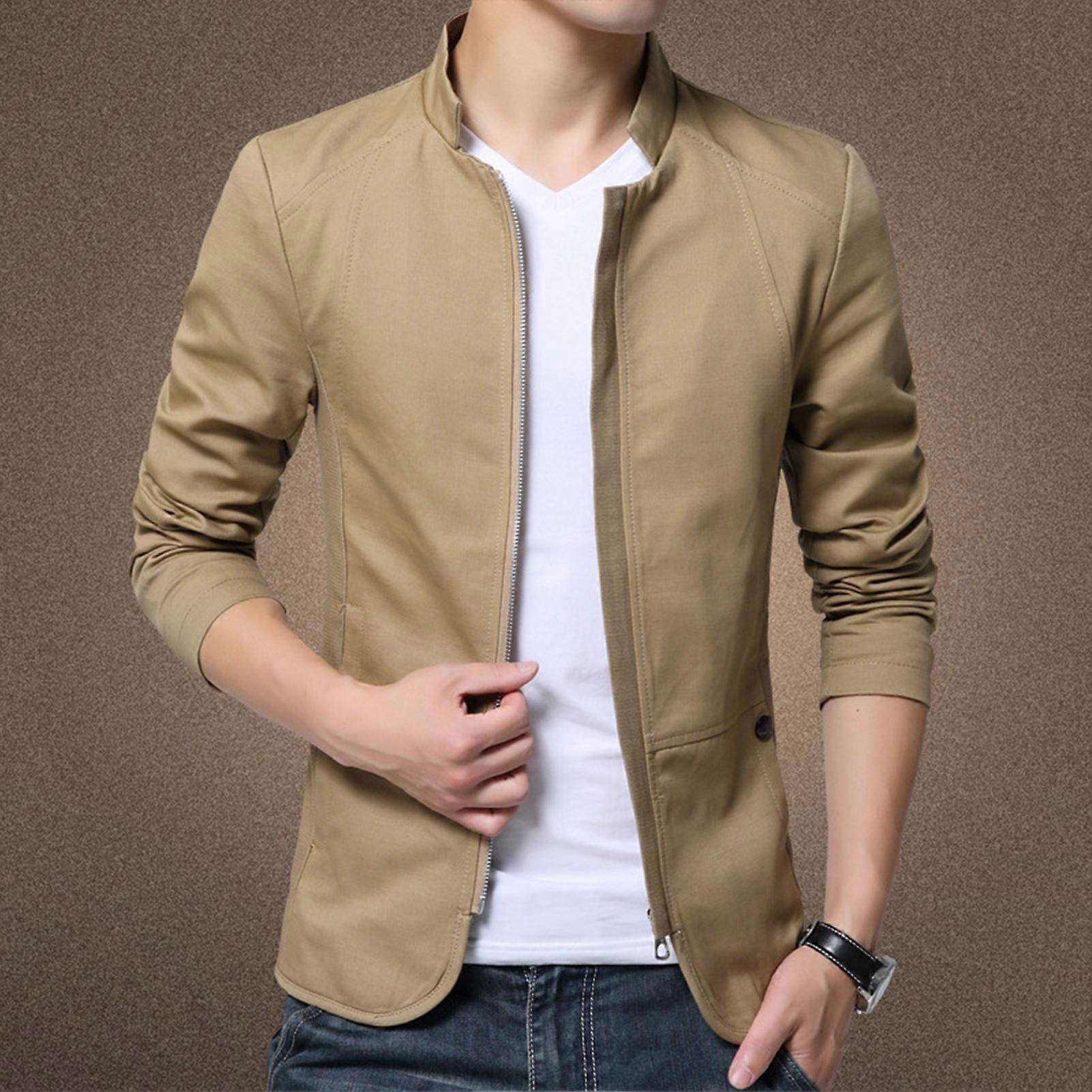 Man Leisure Solid Color Jacket No Fading and Non-sticky Top Gift for Christmas Birthday New Year