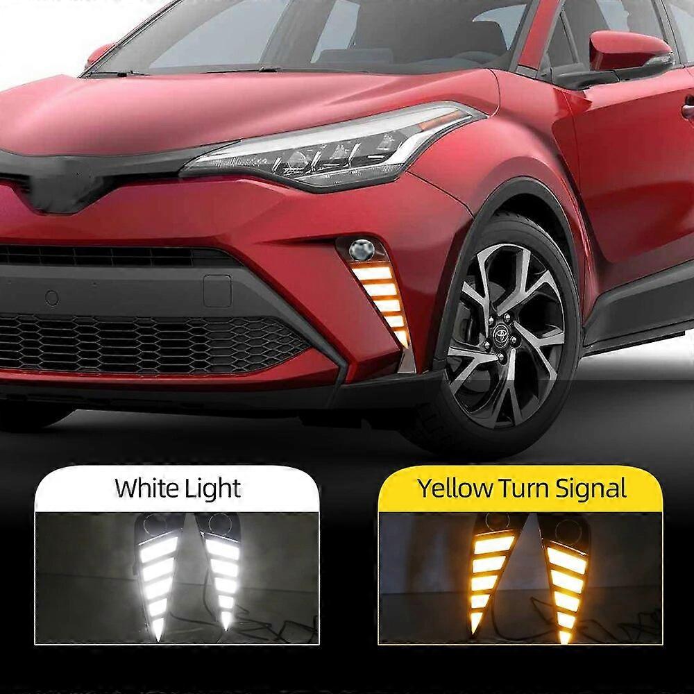 CSCSNL 1 Ser Car LED DRL Daytime Running Light For Toyota C-HR CHR 2020 2021 with dynamic Yellow Turn Signal Daylight fog lamp