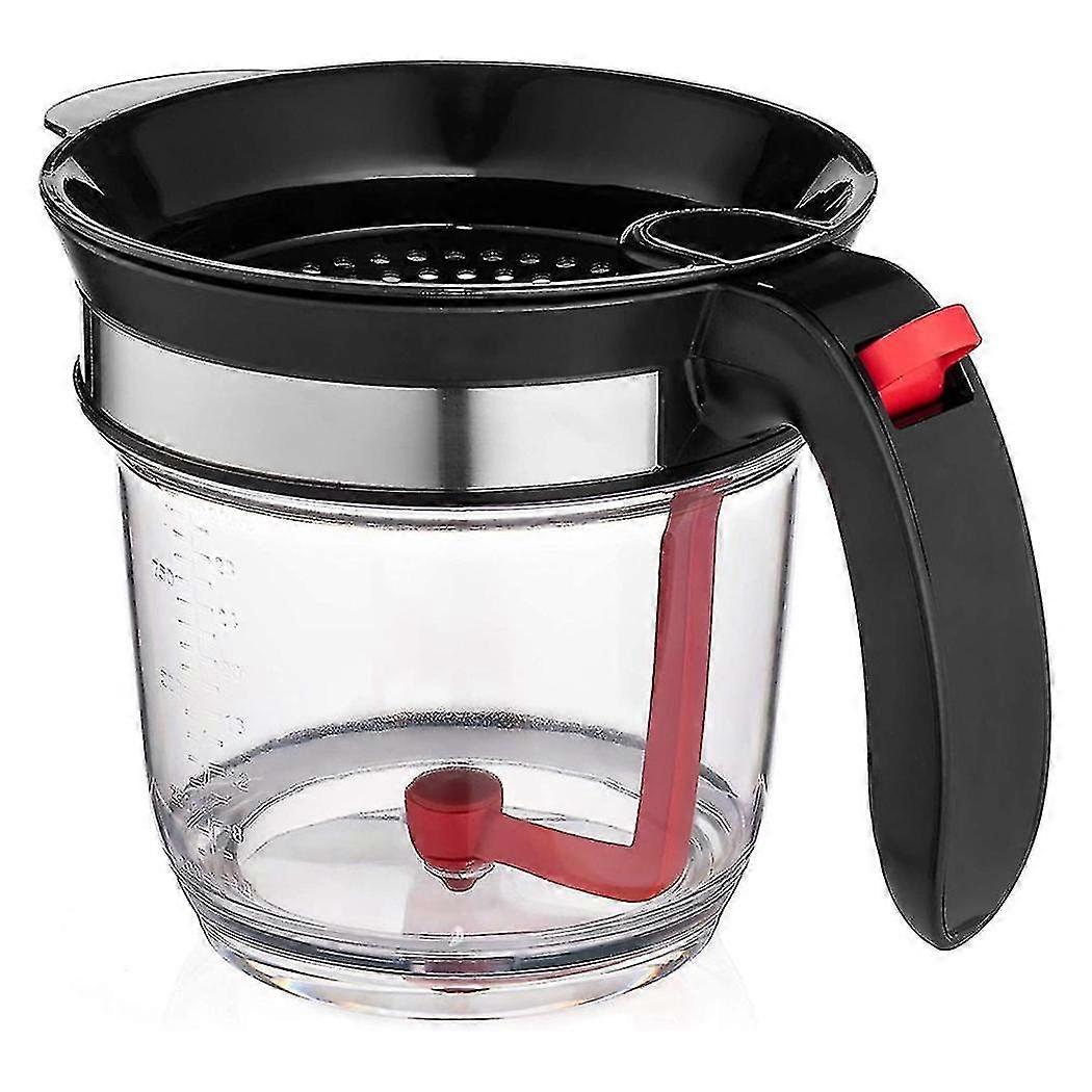 1000ml Oil Separator Measuring Cup And Strainer With Bottom Release For Gravy Sauces And Other Liqu