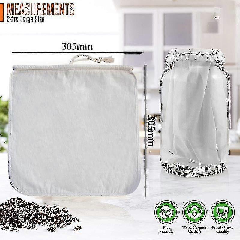 2 Pack Organic Reusable Cold Coffee Brew Filters Bag