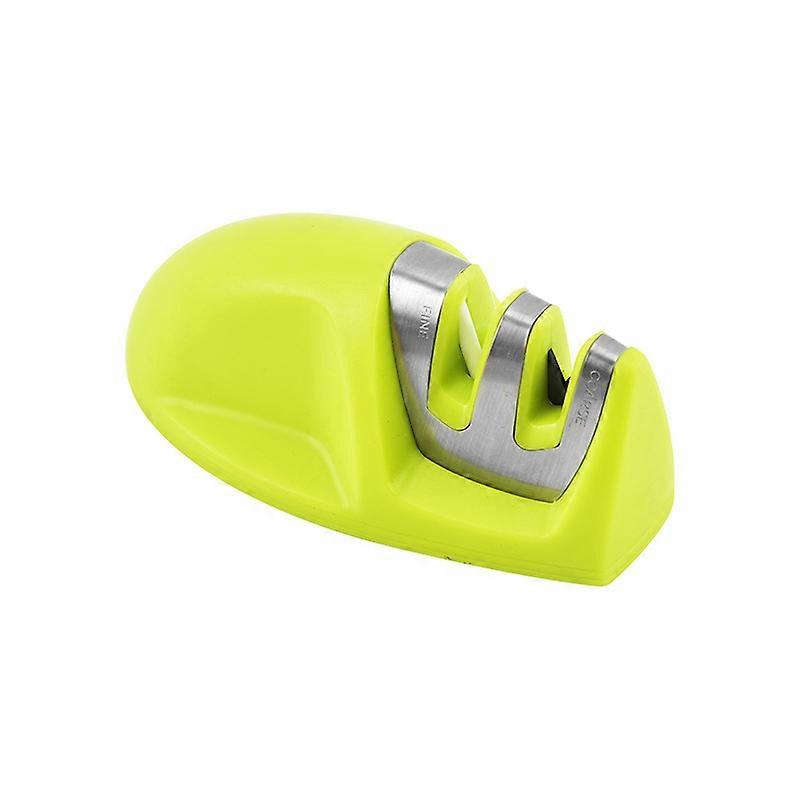 Green Professional Kitchen Knife Sharpener 2 in 1 Manual Sharpener for Stainless Steel and Ceramic Knives of All Sizes,Non-Slip Base