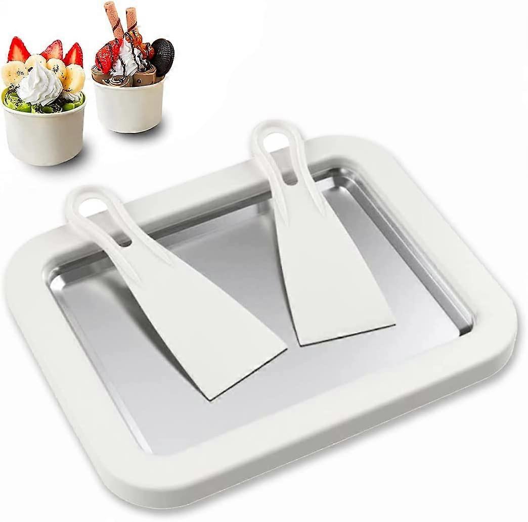 Ice Cream Roll Maker Machine for Home, with 2 Spatulas, White