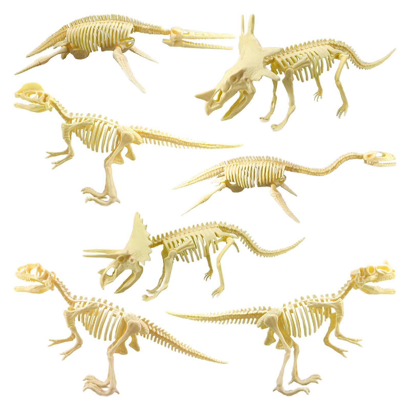 7Pcs/Set Dinosaur Model Creative Collectible Detailed Archeological Dinosaur Skeleton Toy for Child KAESI