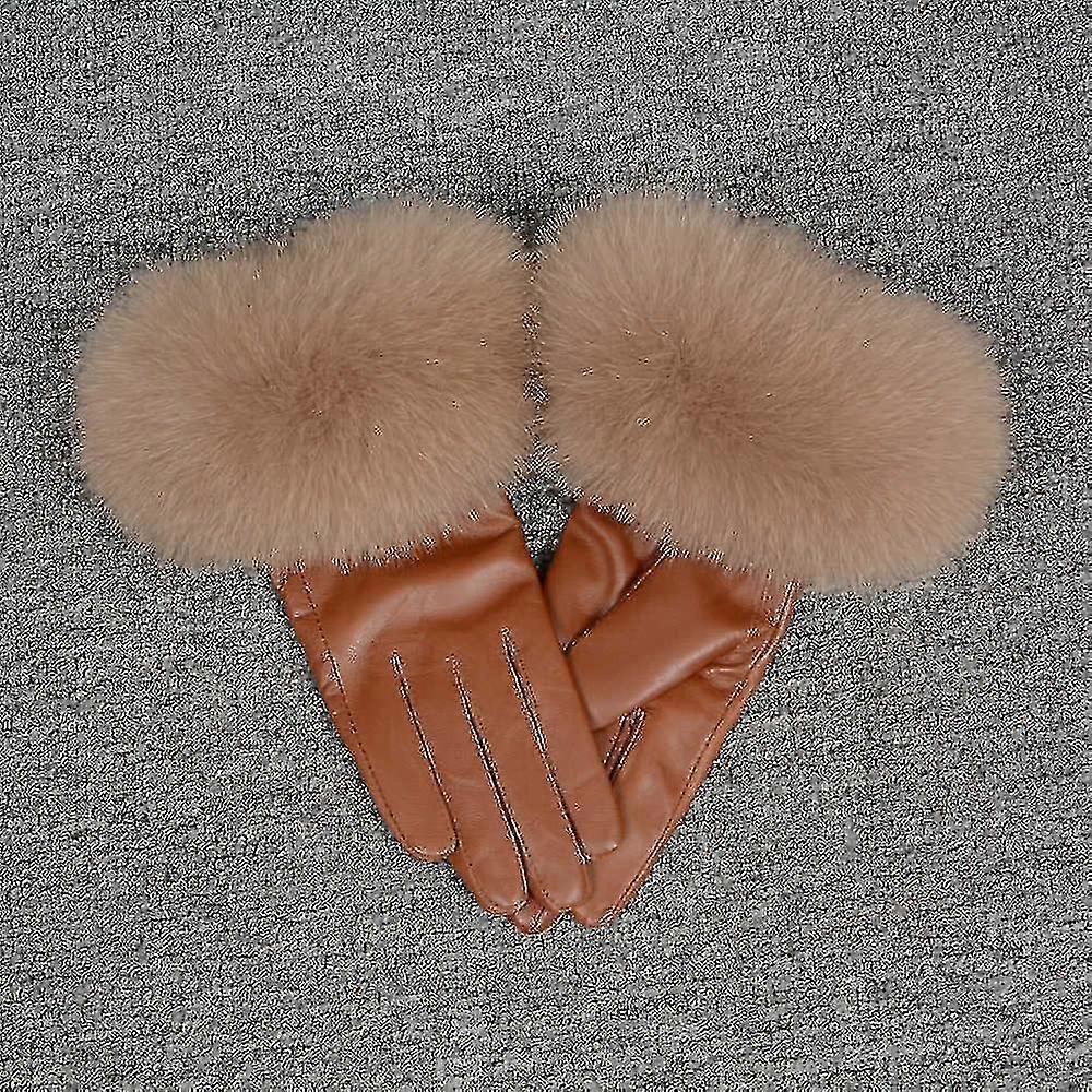 Γυναικείο χειμώνα ζεστό sheepskin & fox γούνινα γάντια