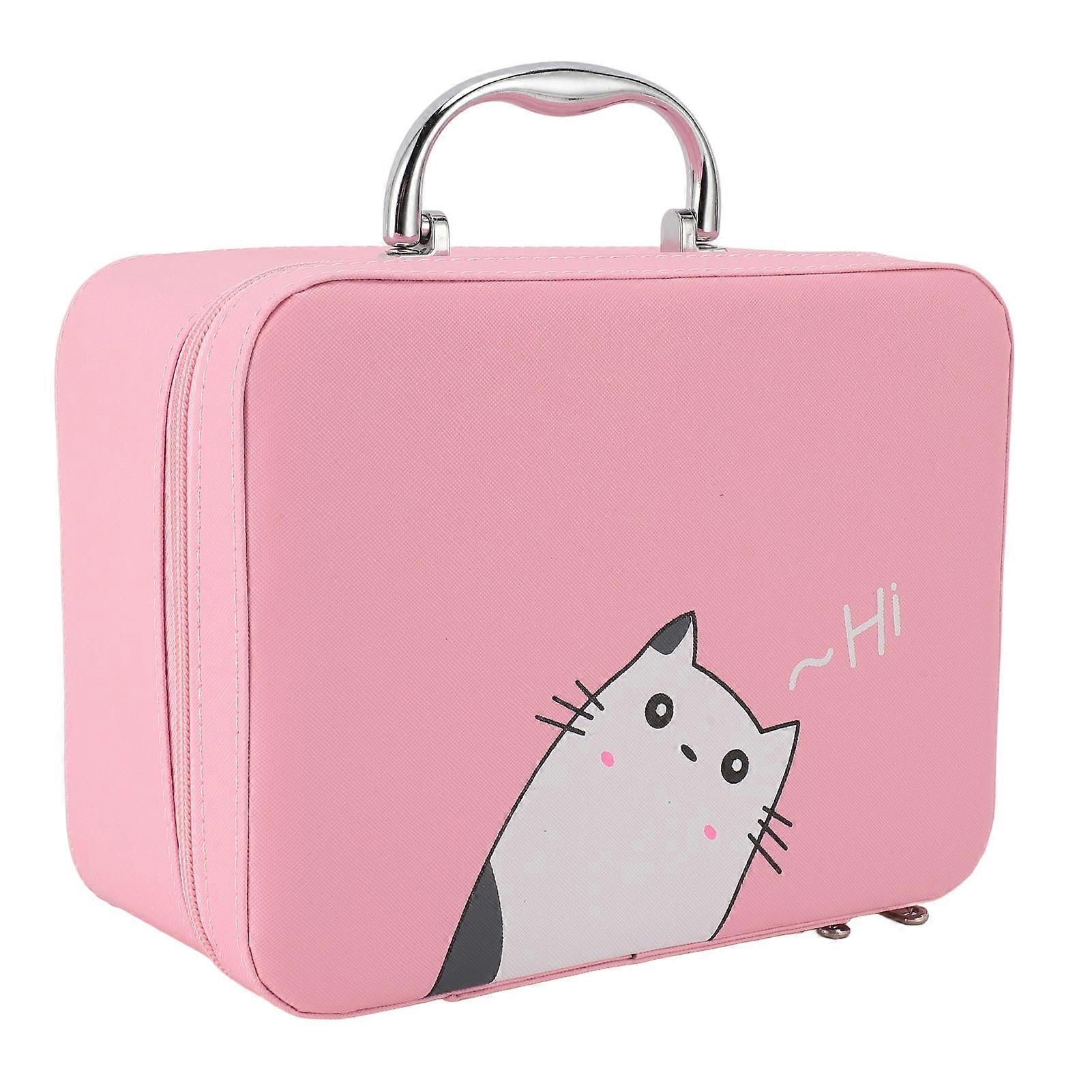 Eyelash Extension Grafting Accessories Storage Box Large Capacity Nail Tool Makeup Organizer with Handle Pink Pink