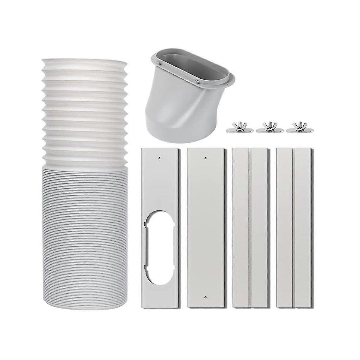 Portable Air Conditioner Window Vent Kit with 5.9In Exhaust Hose Seamless Adjustable Sliding Door A