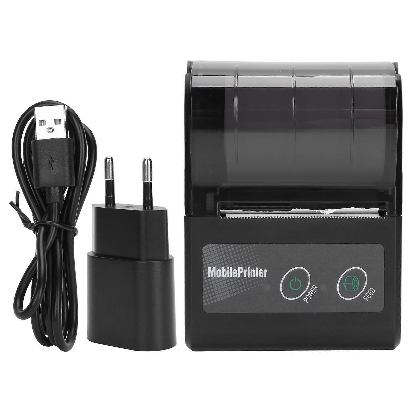 Bluetooth Thermal Receipt Printer Portable Ticket Pass Bill Mini Label Machine 100?240VEU Plug