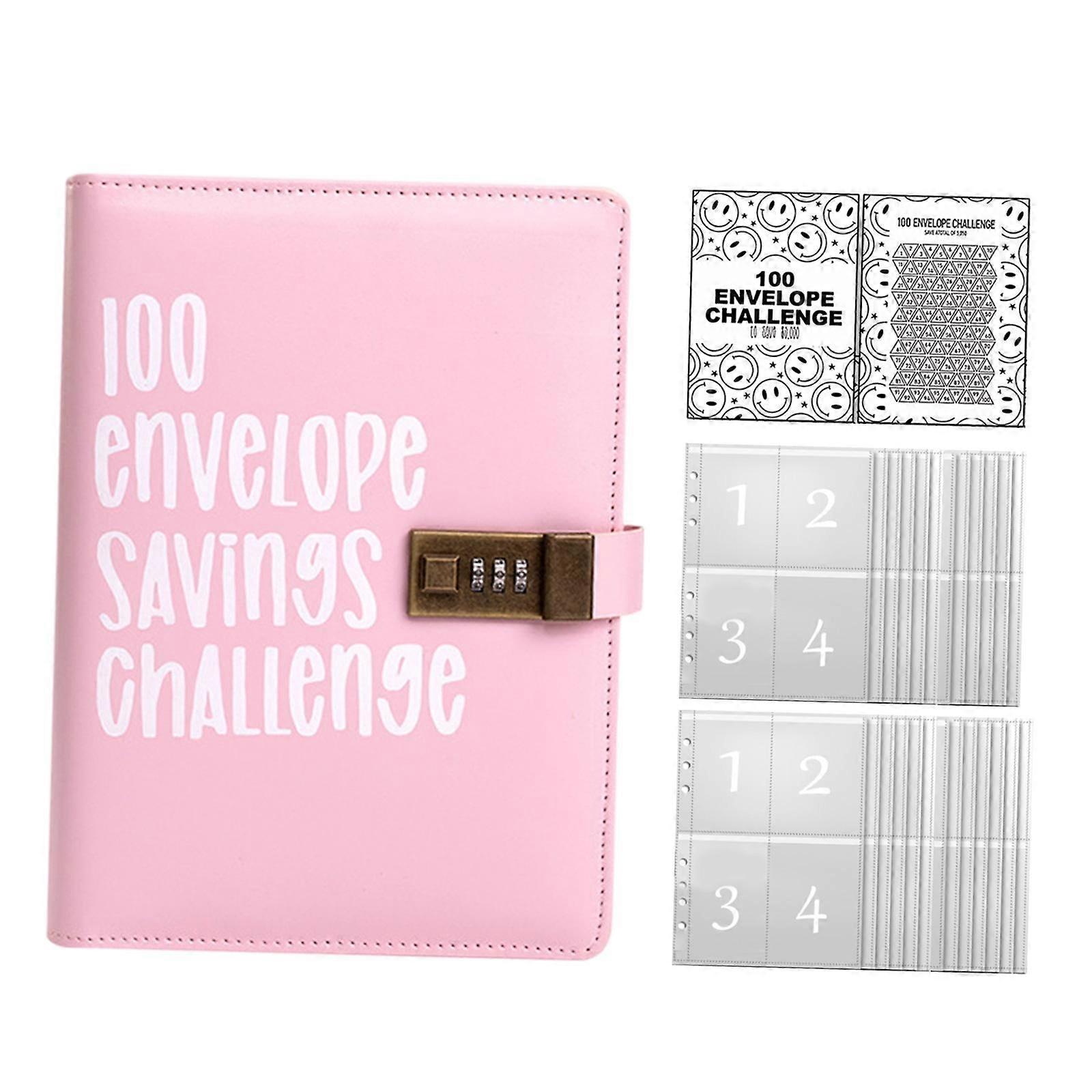 Envelope Challenge Binder Creative PU Leder Stuffing Covers Binder Schwarz