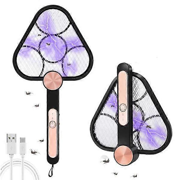 4 In 1 Electric Fly Swatter Racket Wall Mounted Mosquito Killer Foldable Bug Zappers