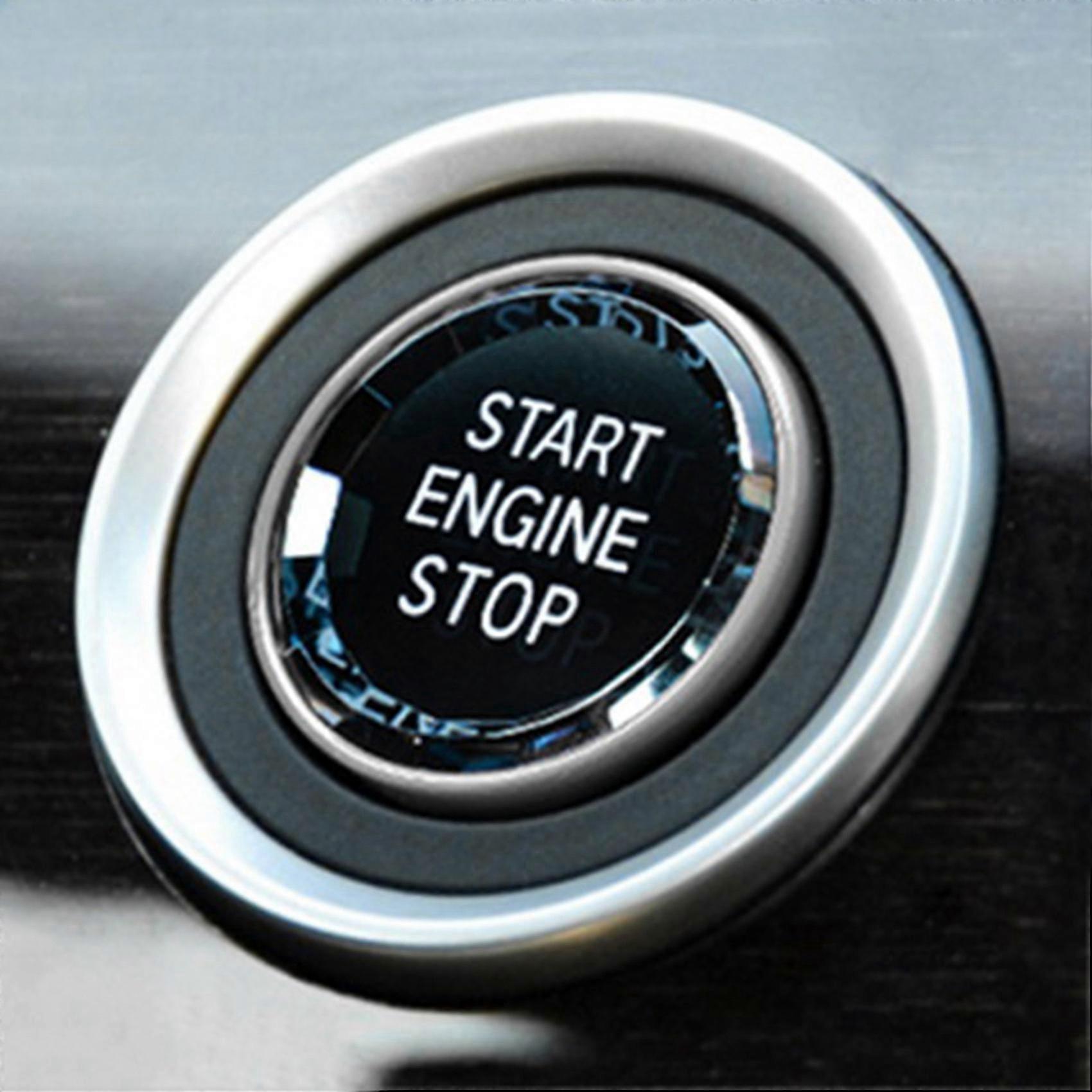 Car Cover One-key Engine Start Stop Button Sticker Trim Silver