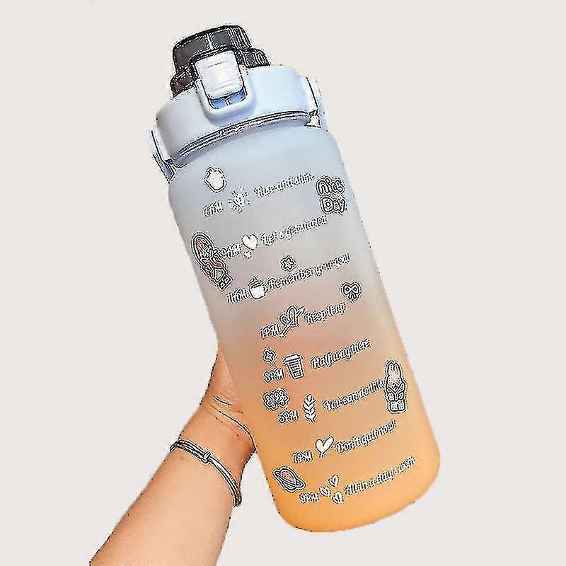 スポーツウォーターボトルリークプルーフ、ステッカーフィットネスおよびアウトドア愛好家へのマーカーストロー付き飲料水ボトル