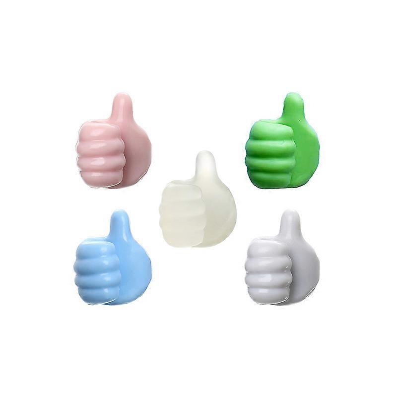 Thumb Wall Hooks for Hanging,5pcs Self Adhesive Thumb Cable Organizer Clips No Punching Key Hook Holder Wall Hangers, Multifunctional Nails-Free Utili
